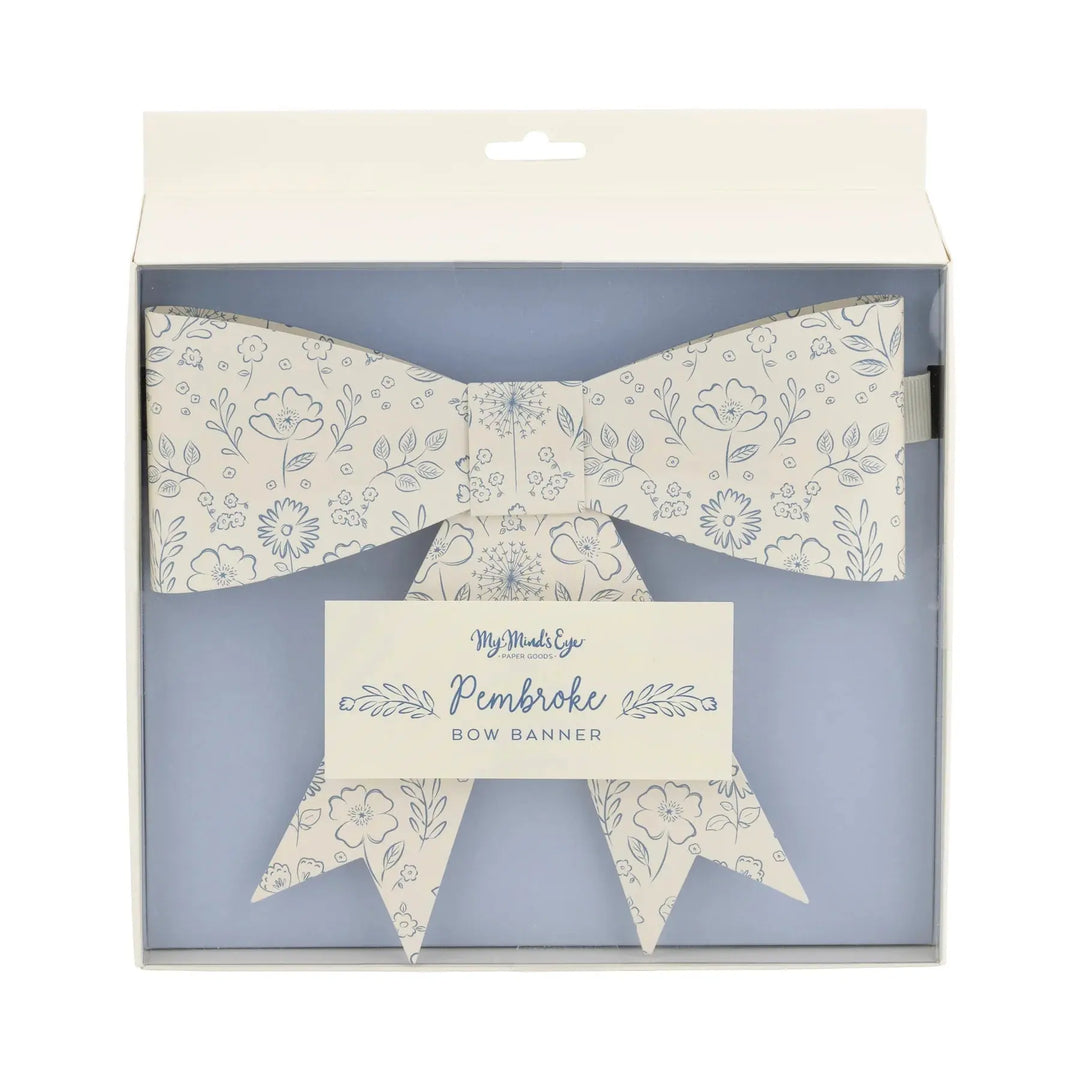 Floral Bow Paper Banner – 7ft Spring Baby Showers, Weddings & Garden Party Garland - Josi James - Banners