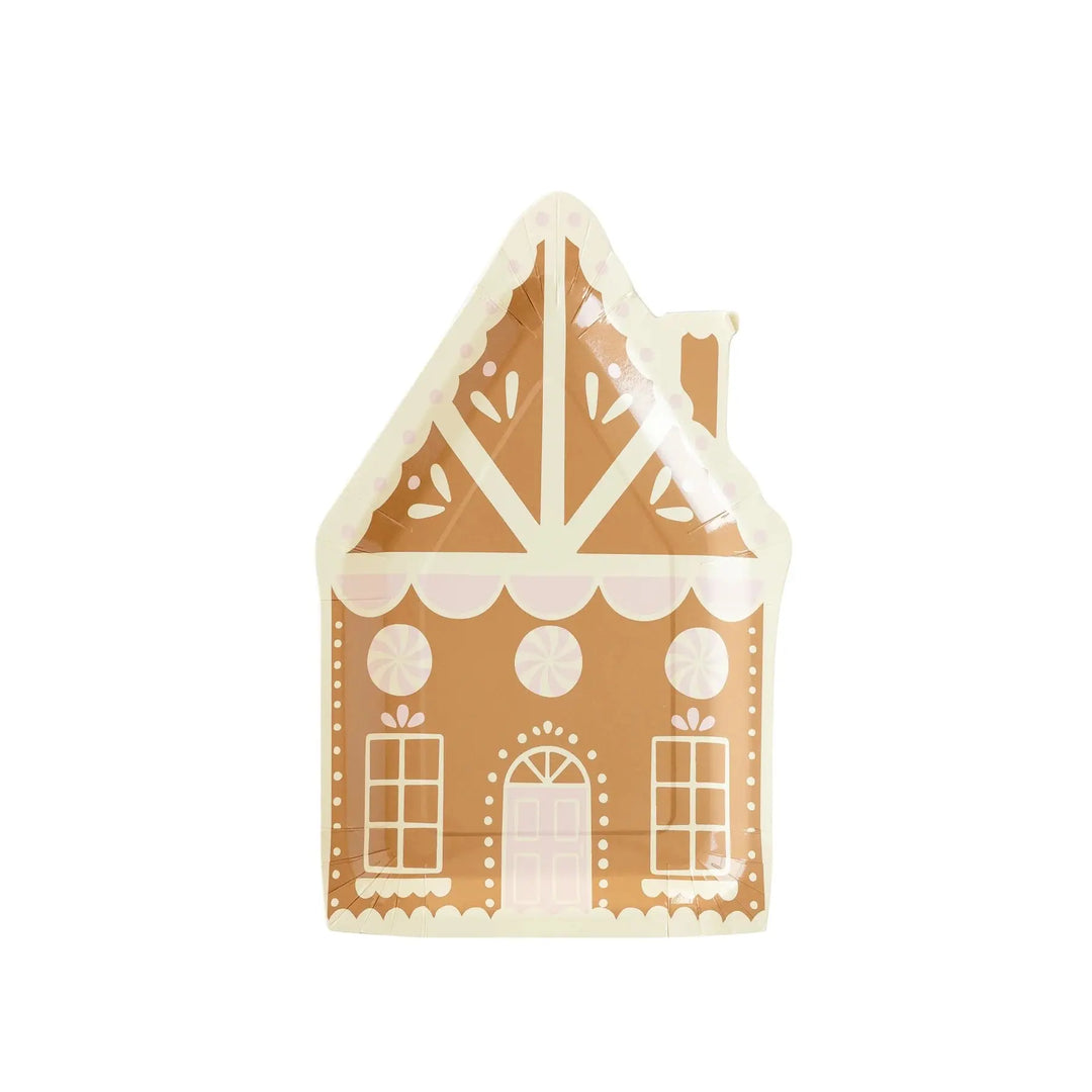 Gingerbread House Shaped Christmas Plates – (8pcs) - Josi James - Die Cut Plate