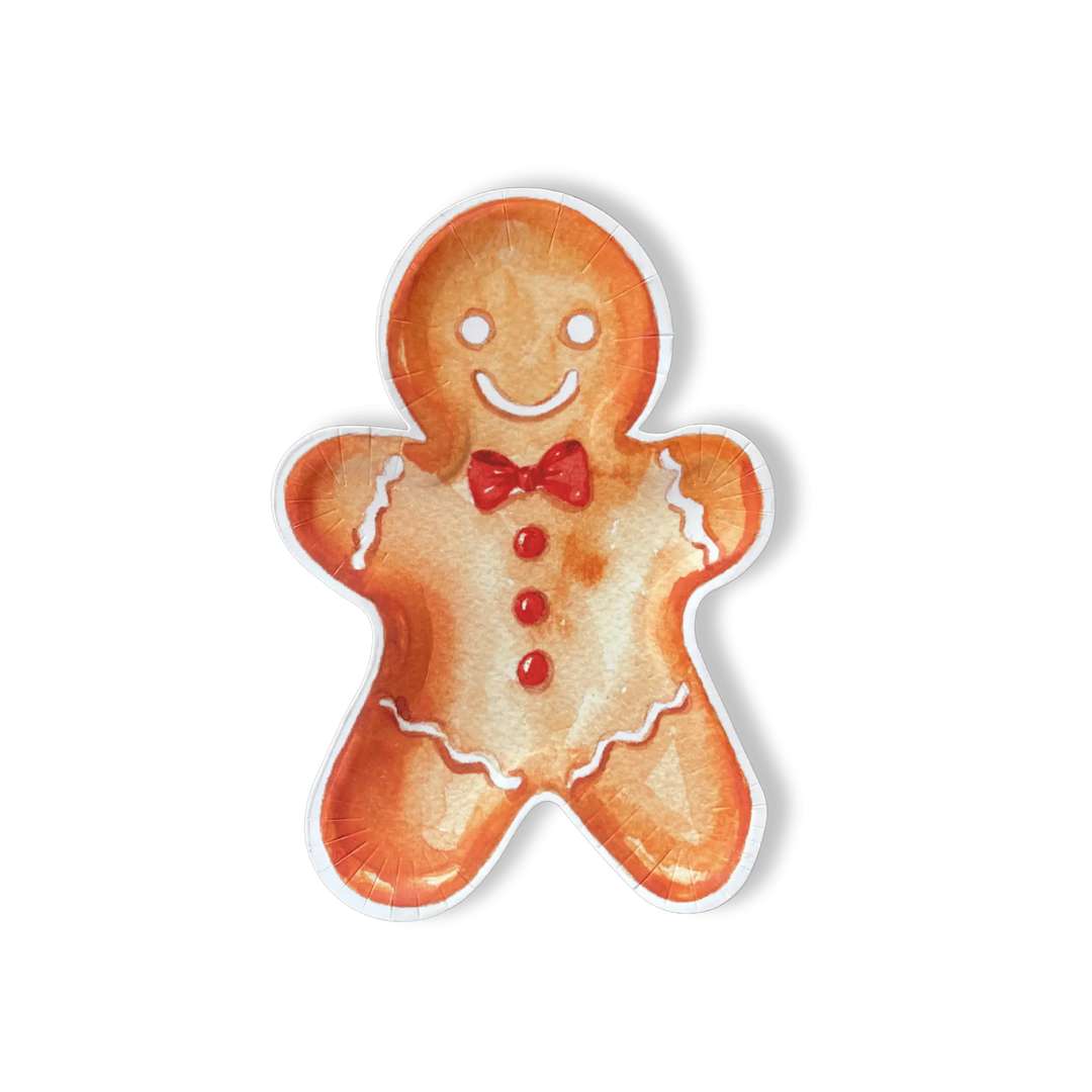 Gingerbread Man Christmas Paper Plate - Josi James - Die Cut Plate