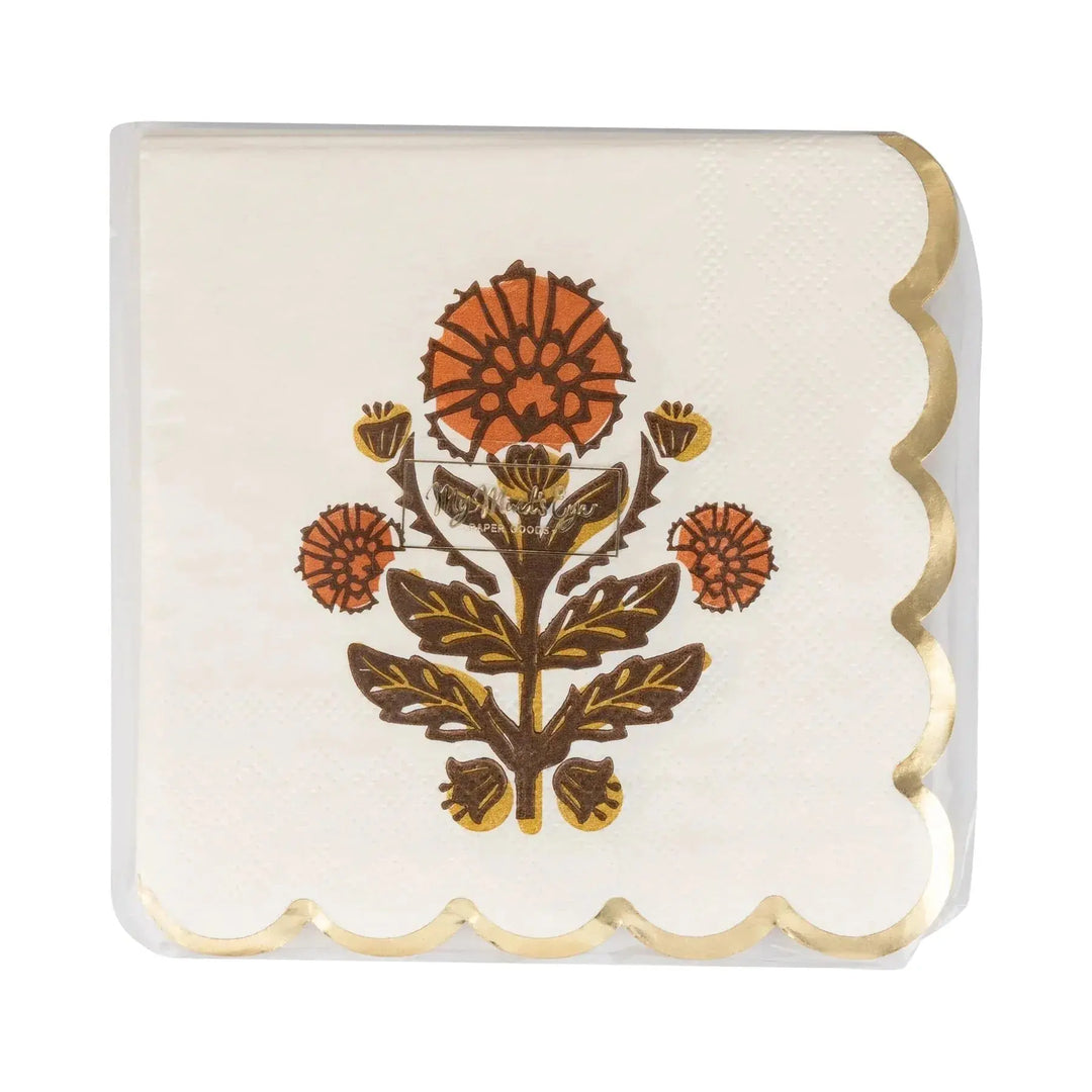 Give Thanks Floral Cocktail Napkins – Harvest Party Pack (18pcs) - Josi James - Small Napkins