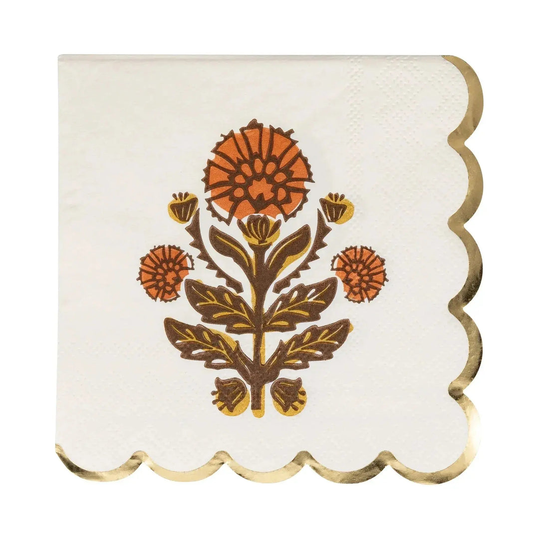 Give Thanks Floral Cocktail Napkins – Harvest Party Pack (18pcs) - Josi James - Small Napkins