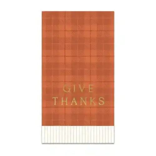 Give Thanks Plaid Dinner Napkin - Josi James - Tall Napkins