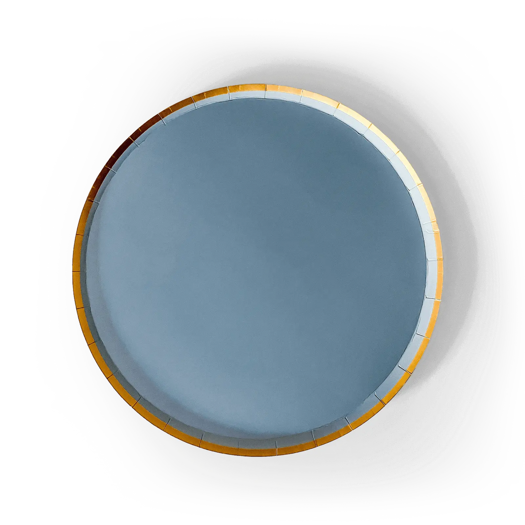 Gold Cornflower Blue Paper Plate (8pcs) - Josi James - 9 Inch Plate
