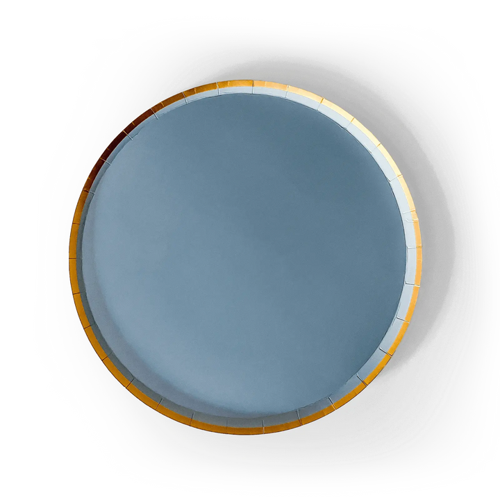 Gold Cornflower Blue Paper Plate (8pcs) - Josi James - 9 Inch Plate