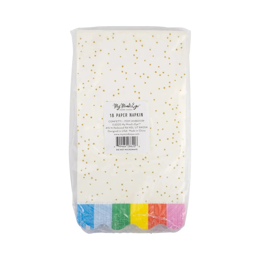 Gold Foil Confetti Colorful Fringe Paper Guest Dinner Napkins (18pcs) - Josi James - Tall Napkins