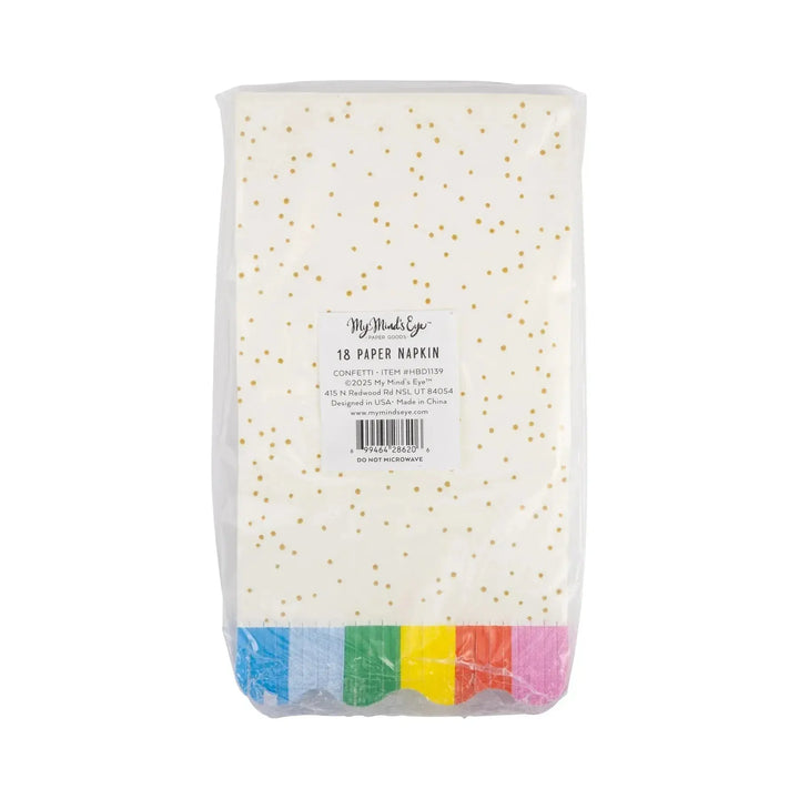 Gold Foil Confetti Colorful Fringe Paper Guest Dinner Napkins (18pcs) - Josi James - Tall Napkins