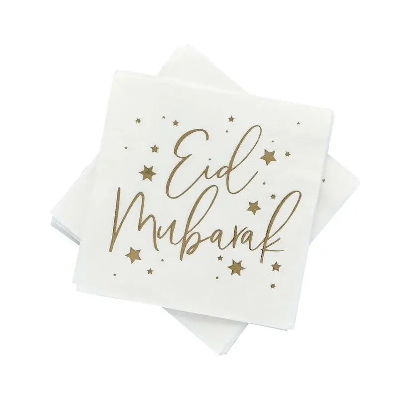 Gold Foiled Paper Napkins - Eid Mubarak, 16pcs - Josi James - Small Napkins