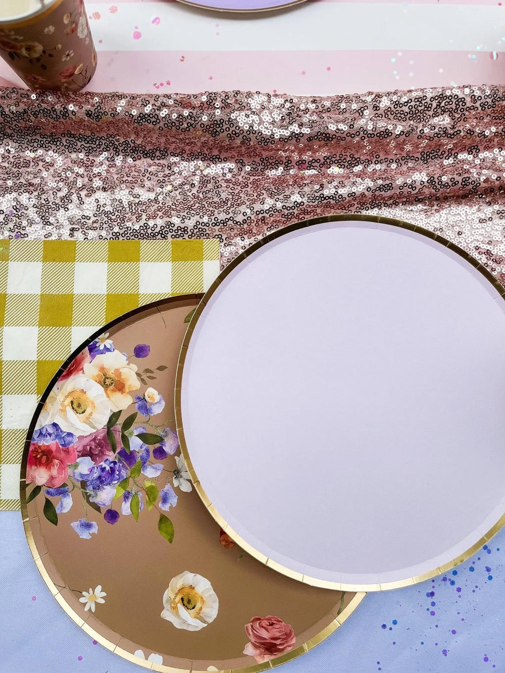 Gold Light Pink Paper Plate (8pcs) - Josi James - 9 Inch Plate