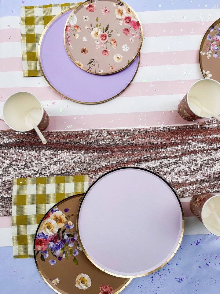 Gold Light Pink Paper Plate (8pcs) - Josi James - 9 Inch Plate