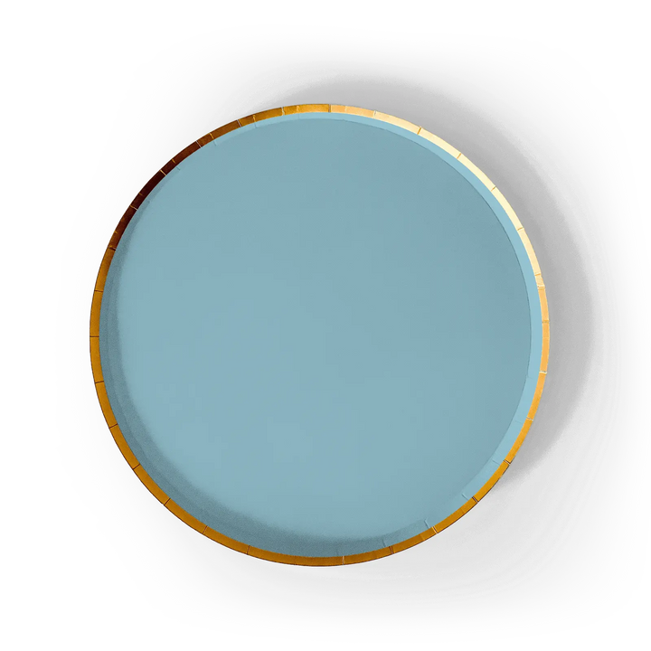 Gold Light Teal Paper Plate (8pcs) - Josi James - 9 Inch Plate
