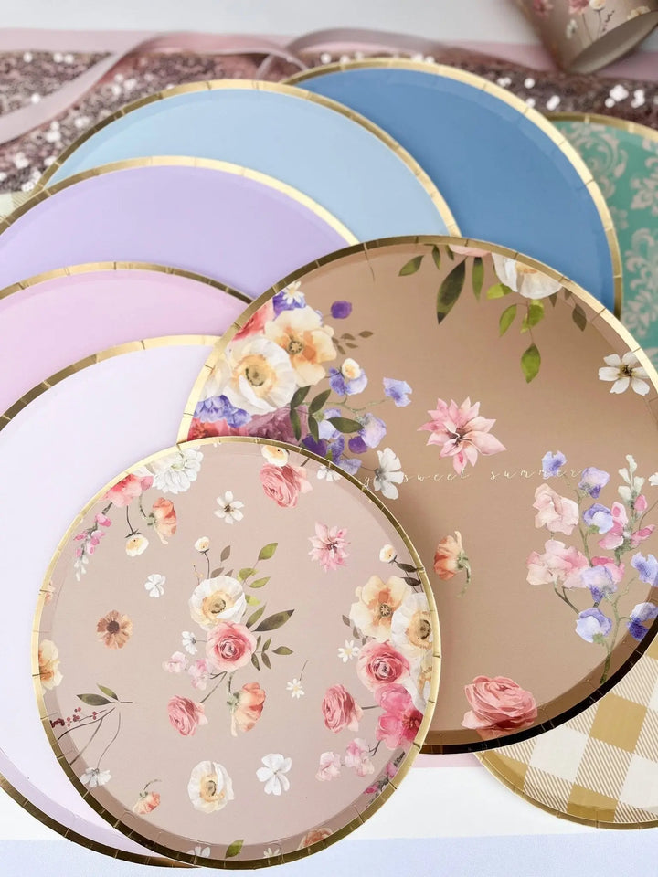 Gold Pink Paper Plate (8pcs) - Josi James - 9 Inch Plate