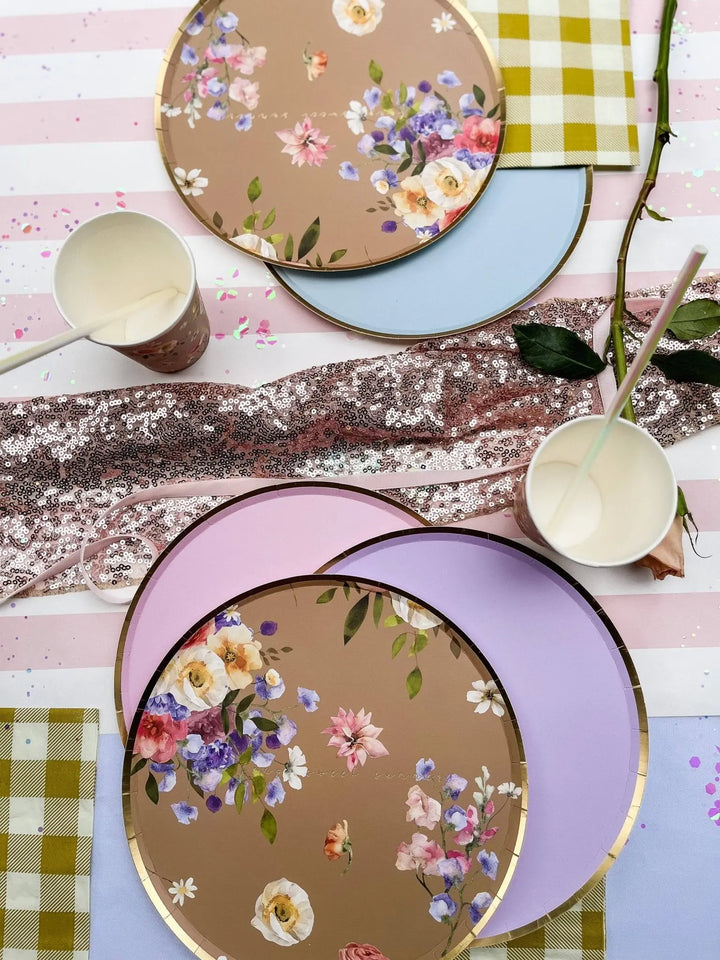 Gold Pink Paper Plate (8pcs) - Josi James - 9 Inch Plate