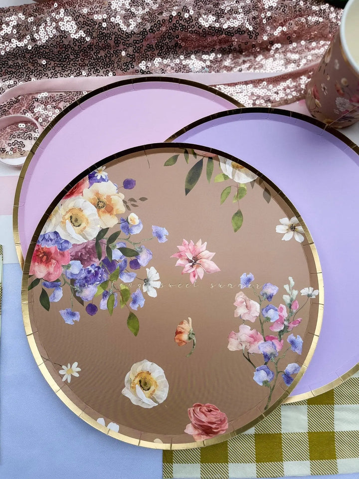 Gold Pink Paper Plate (8pcs) - Josi James - 9 Inch Plate