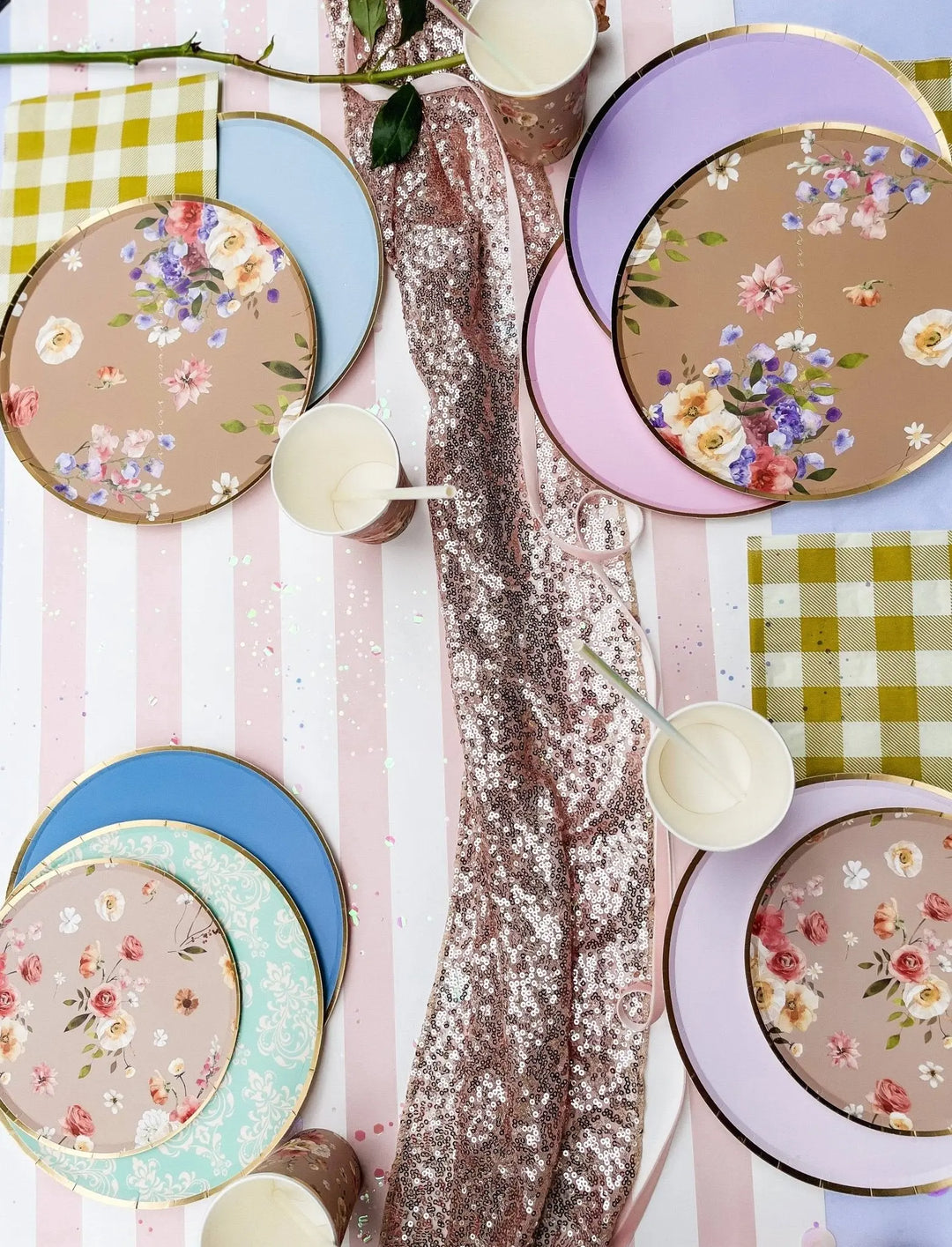 Gold Purple Paper Plate (8pcs) - Josi James - 9 Inch Plate