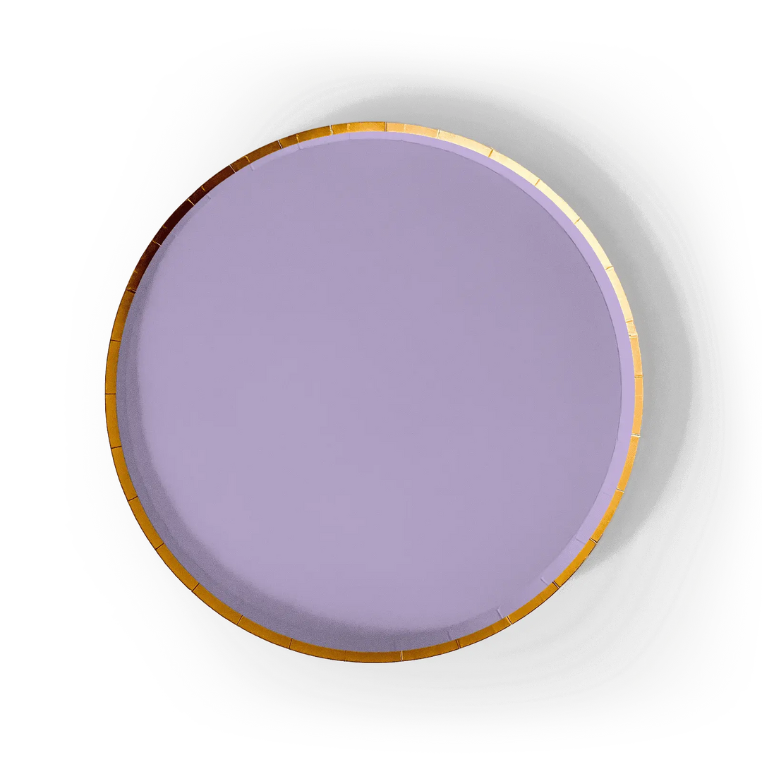Gold Purple Paper Plate (8pcs) - Josi James - 9 Inch Plate