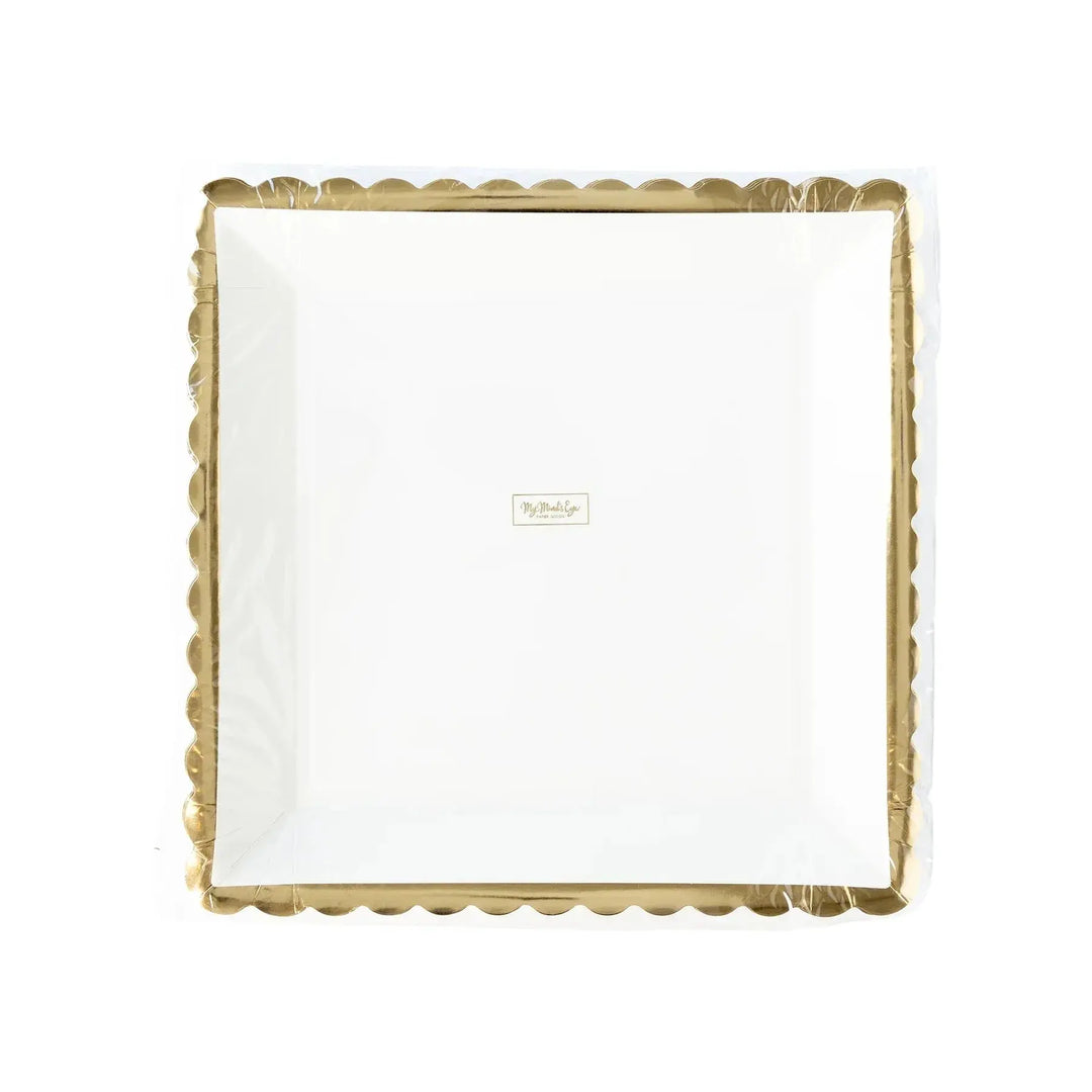 Gold Ruffle Edge Paper Plate – 12" Foil Finish (8pcs) - Josi James - 12 Inch Plate