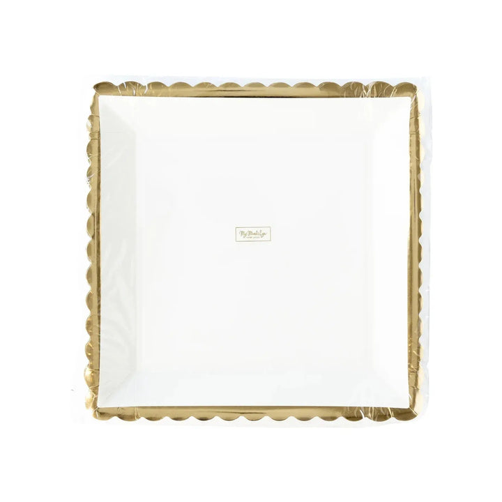 Gold Ruffle Edge Paper Plate – 12" Foil Finish (8pcs) - Josi James - 12 Inch Plate