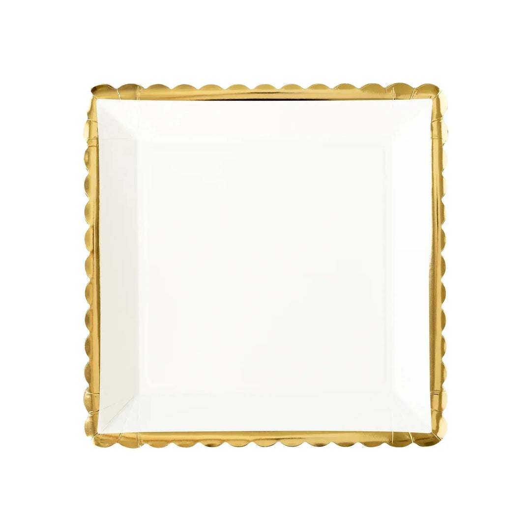 Gold Ruffle Edge Paper Plate – 12" Foil Finish (8pcs) - Josi James - 12 Inch Plate