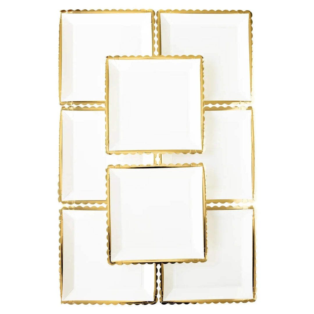 Gold Ruffle Edge Paper Plate – 12" Foil Finish (8pcs) - Josi James - 12 Inch Plate