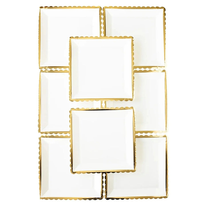 Gold Ruffle Edge Paper Plate – 12" Foil Finish (8pcs) - Josi James - 12 Inch Plate