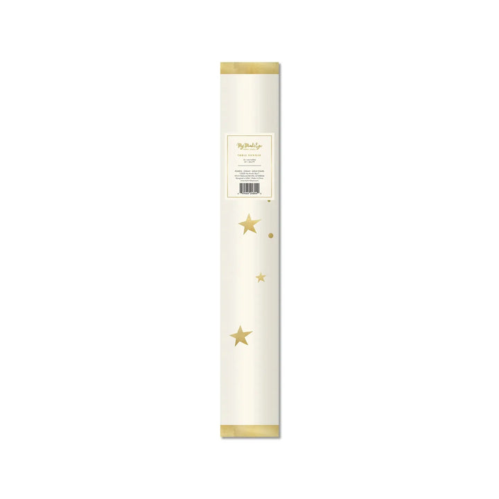 Gold Star Paper Table Runner – 16" x 120" Cream with Foil Stars - Josi James - Table Runner