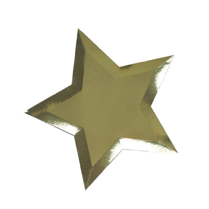Gold Metallic Star Plates, 8pcs Hootyballoo by Club Green