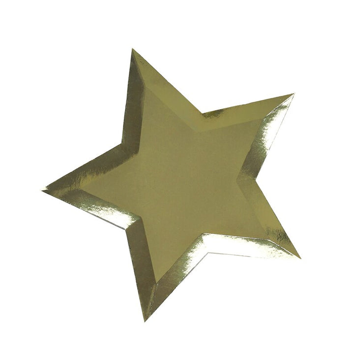 Gold Metallic Star Plates, 8pcs Hootyballoo by Club Green