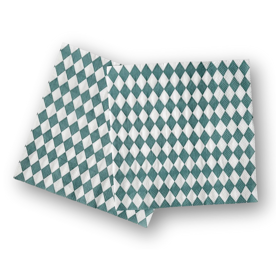 Green Bavarian Check Large Disposable Paper Napkins (16pcs) - Josi James - Large Napkins
