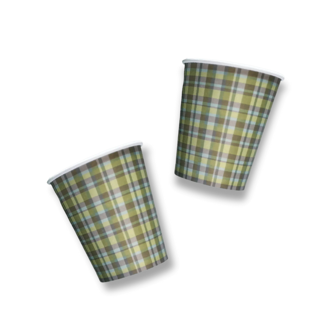 Green & Blue Plaid Cups (8pcs) - Josi James - Cups