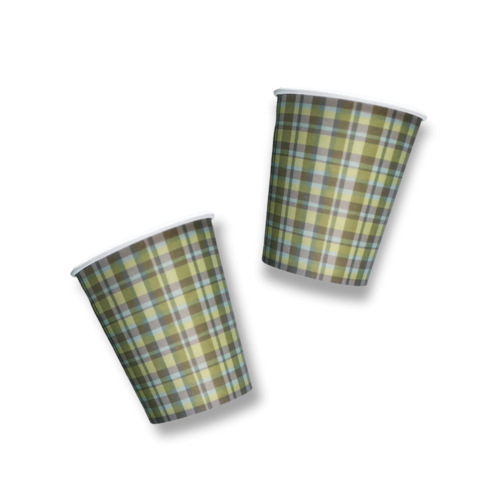 Green & Blue Plaid Cups (8pcs) - Josi James - Cups
