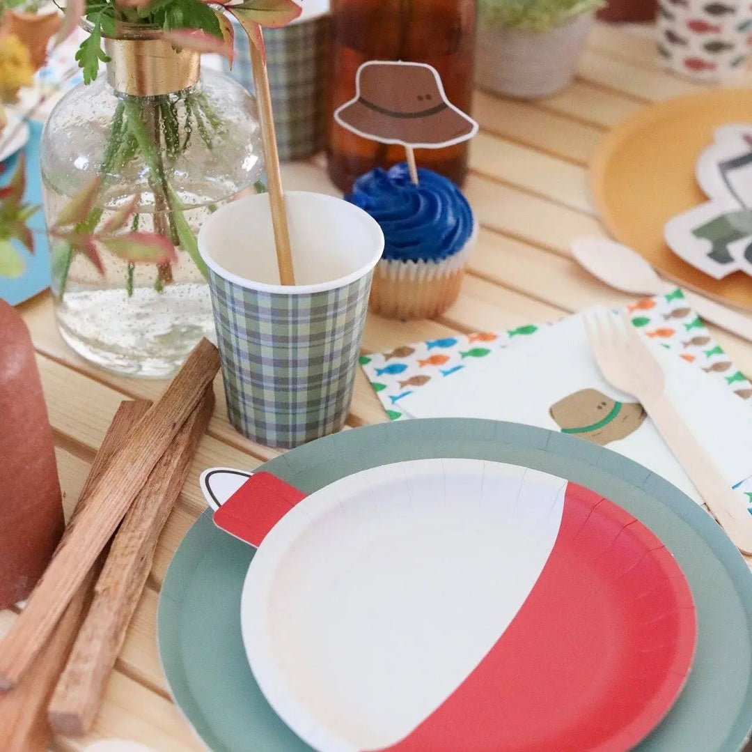Green & Blue Plaid Cups (8pcs) - Josi James - Cups