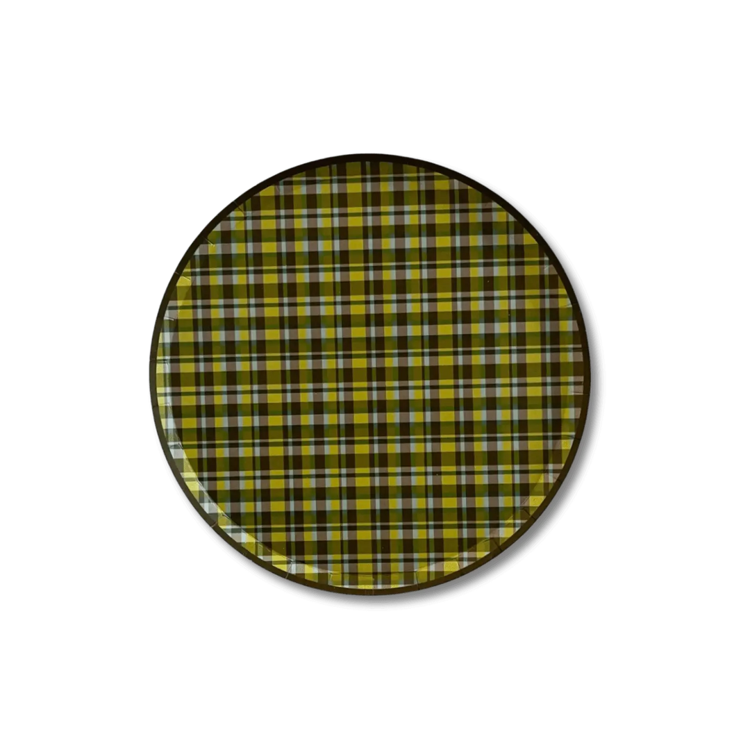 Green Plaid Dessert Party Plate (8pcs) - Josi James - 7 Inch Plate