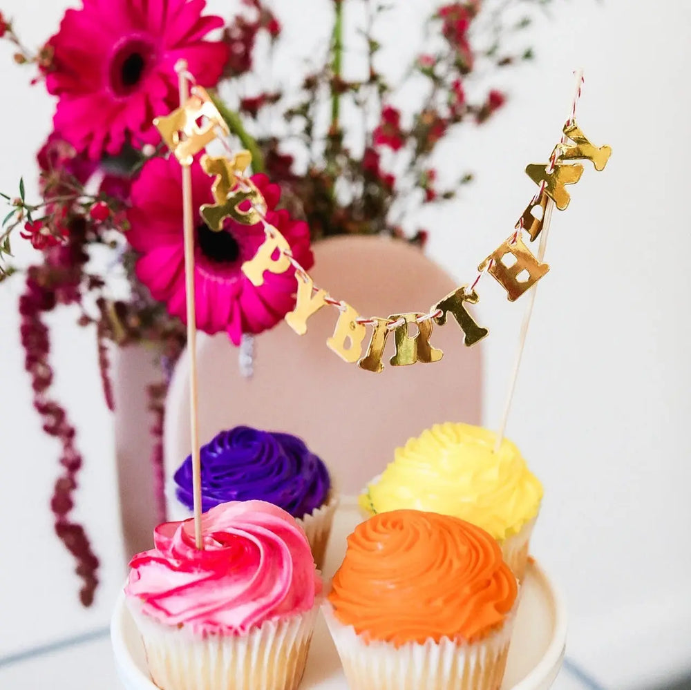 Happy Birthday Cake Banner Gold - Josi James - Cake Banner