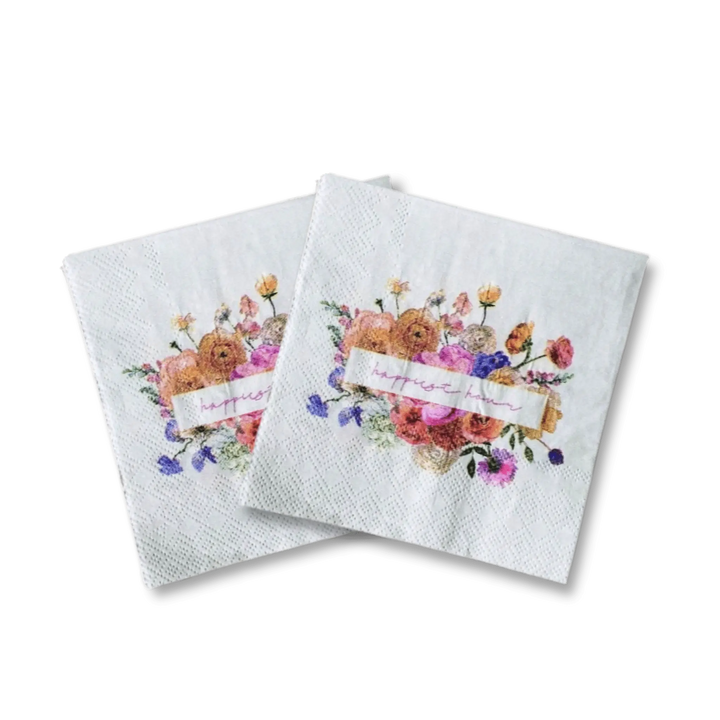 Happy Hour Small Cocktail Disposable Paper Napkins (16pcs) - Josi James - Small Napkins