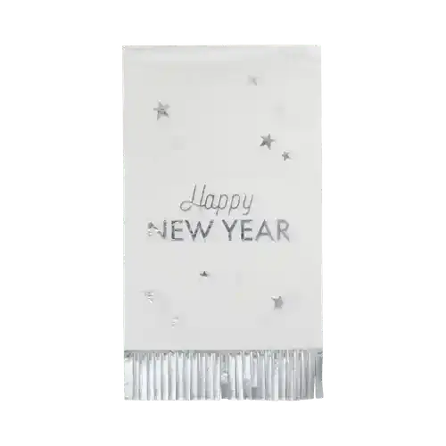 Happy New Year Fringed Dinner Napkin - Josi James - Tall Napkins