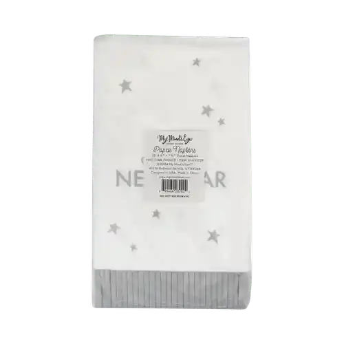 Happy New Year Fringed Dinner Napkin - Josi James - Tall Napkins