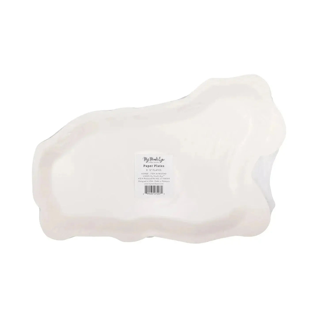 Horse Shaped Paper Plates – 12" x 8" Cowboy & Cowgirl Birthday Party Plates (8ct) - Josi James - Die Cut Plate
