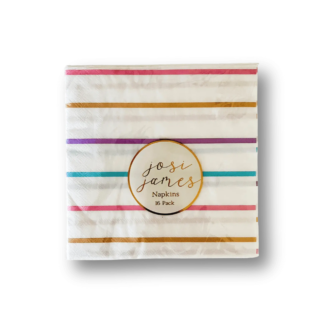 Large Striped Pastel Paper Lunch Napkins (16pcs) - Josi James - Large Napkins