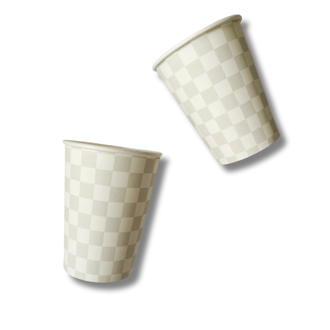 Light Gray Checkered Cups (8pcs) - Josi James - Cups