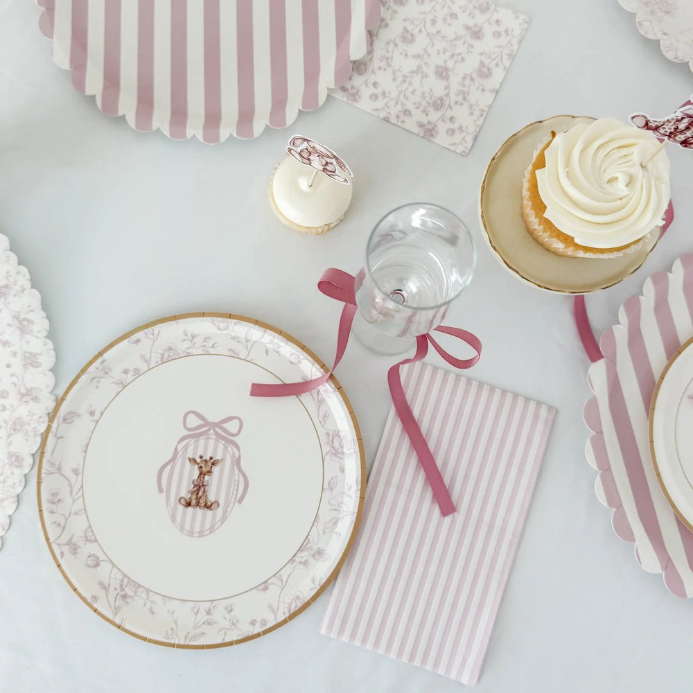 Light Pink Striped Guest Napkins, 24pcs - Josi James - Tall Napkins