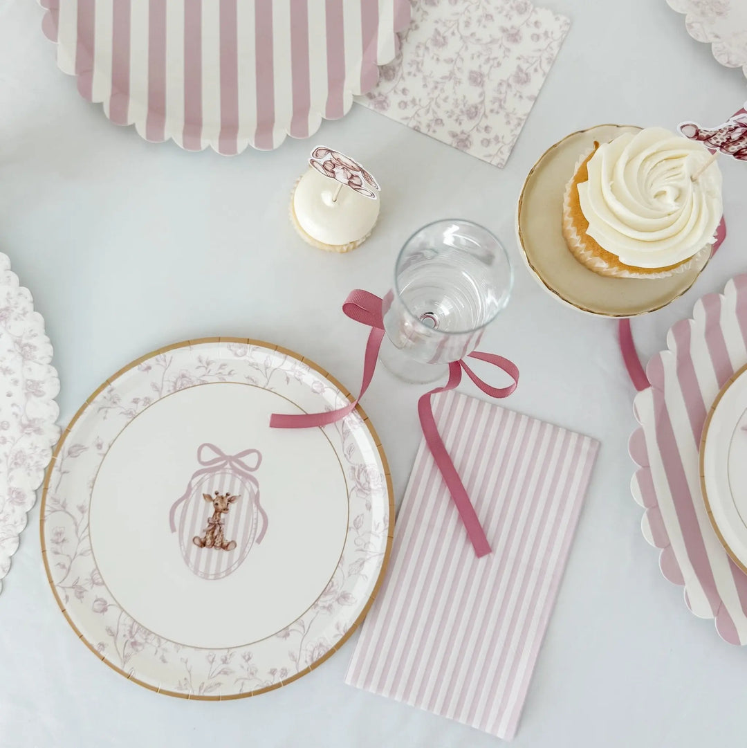Light Pink Striped Guest Napkins, 24pcs - Josi James - Tall Napkins