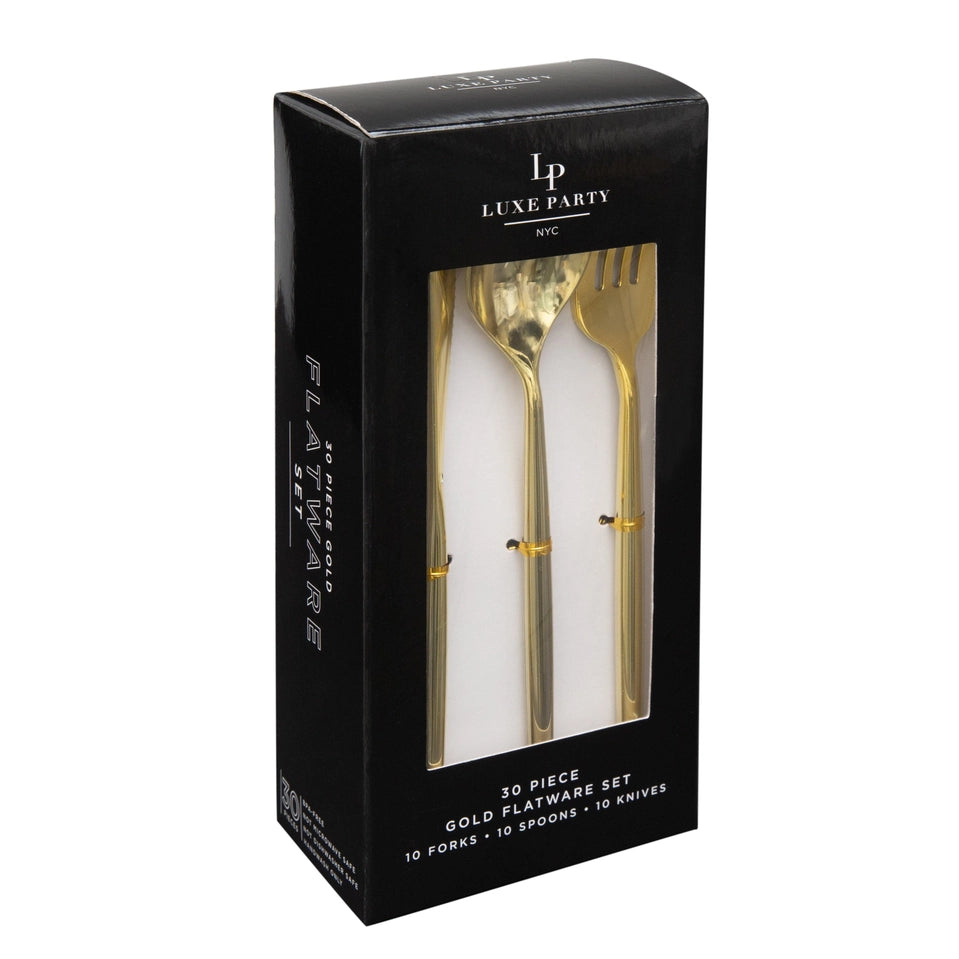 Matrix Gold Plastic Cutlery Set - 30pc Luxe Party