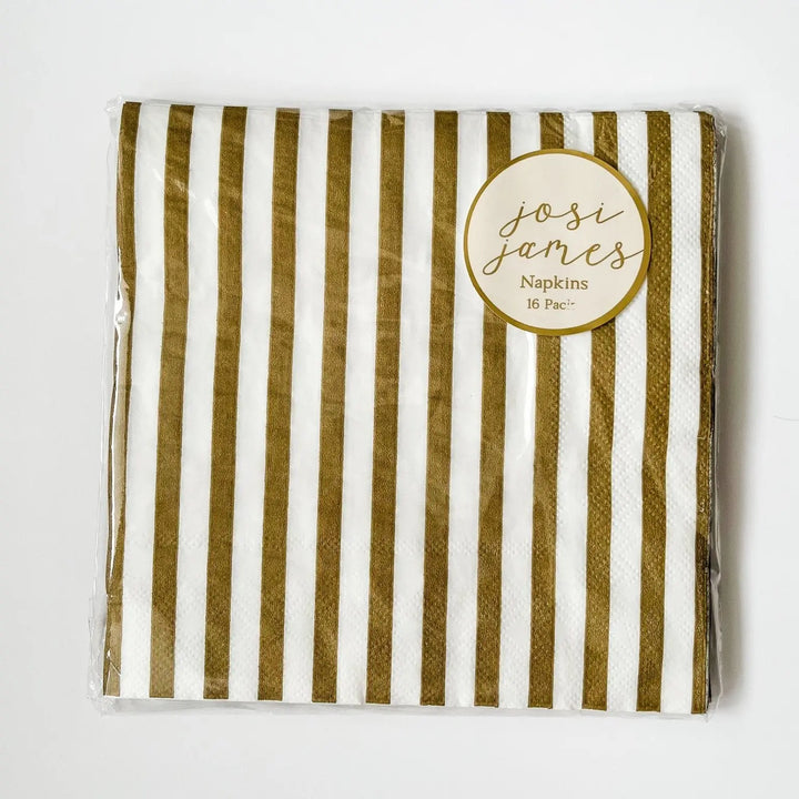 Matte Gold Striped Large Disposable Paper Napkins (16pcs) - Josi James - Large Napkins