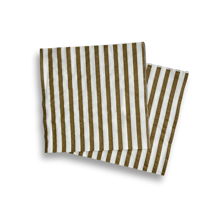 Matte Gold Striped Large Disposable Paper Napkins (16pcs) - Josi James - Large Napkins