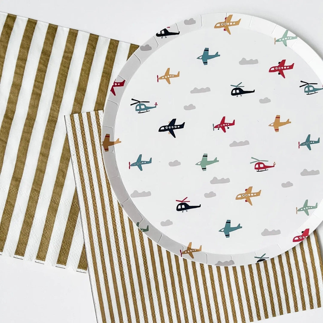 Matte Gold Striped Large Disposable Paper Napkins (16pcs) - Josi James - Large Napkins