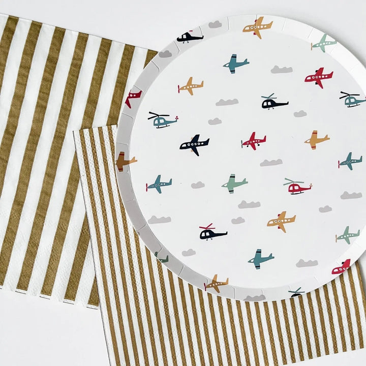 Matte Gold Striped Large Disposable Paper Napkins (16pcs) - Josi James - Large Napkins