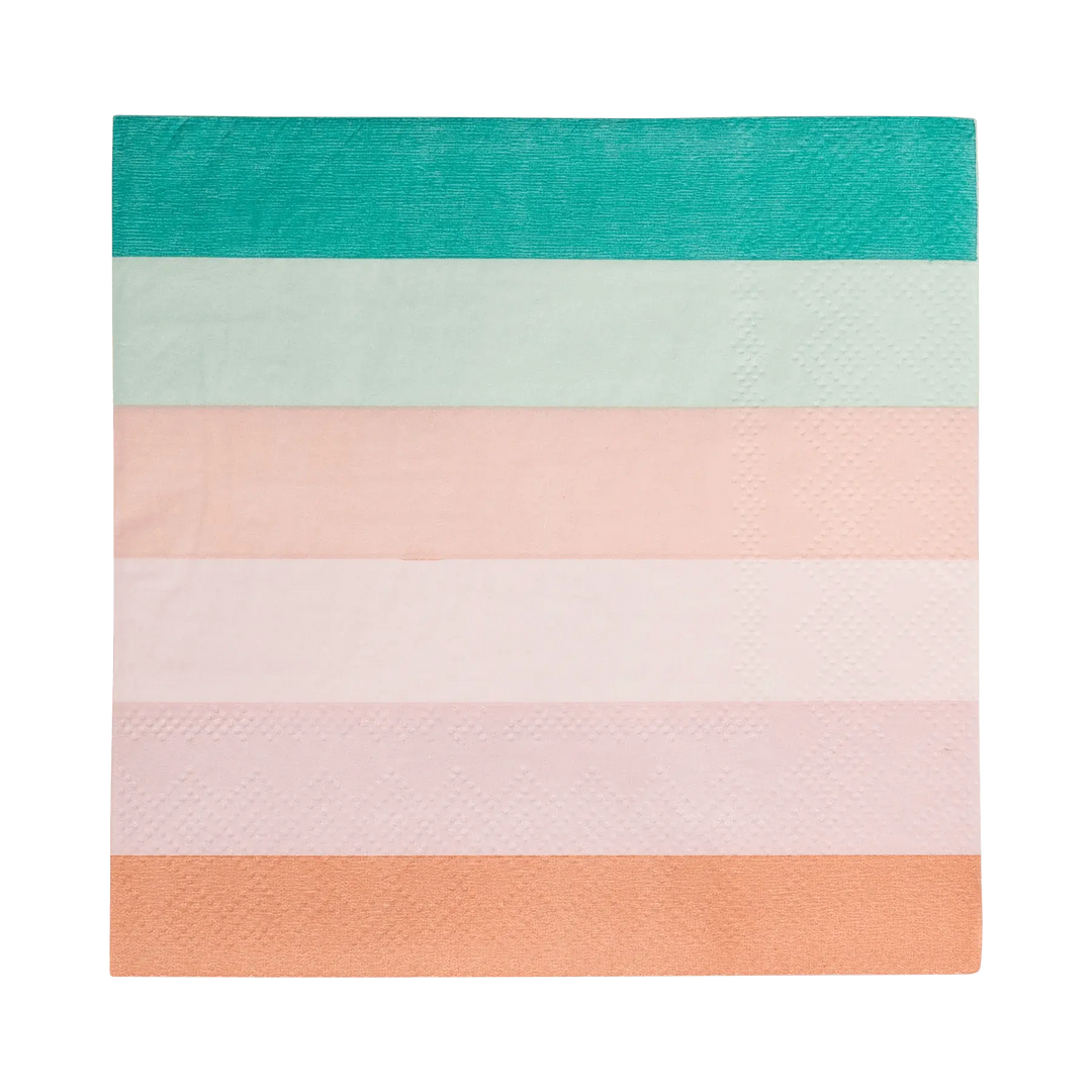 Mermaid Striped Cocktail Napkins – Under the Sea Party Decor (24pcs) - Josi James - Small Napkins