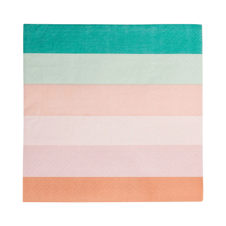 Mermaid Striped Cocktail Napkins – Under the Sea Party Decor (24pcs) - Josi James - Small Napkins