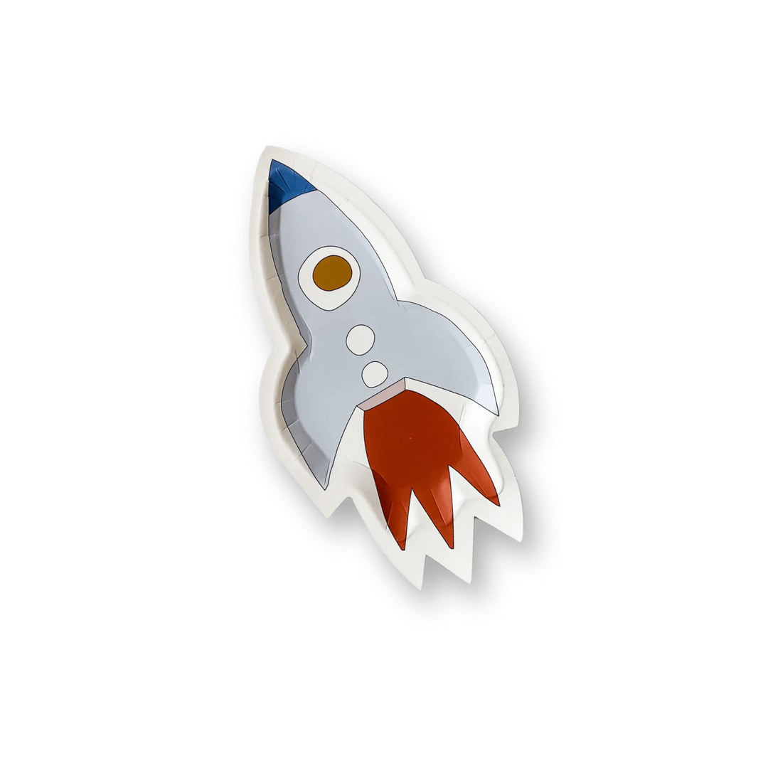 Mini Space Rocketship Dessert Plate (8pcs) - Josi James - Die Cut Plate