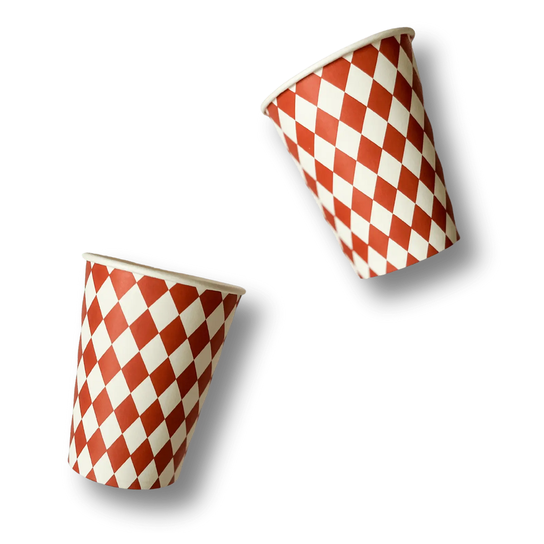Orange Bavarian Checkered Cups (8pcs) - Josi James - Cups